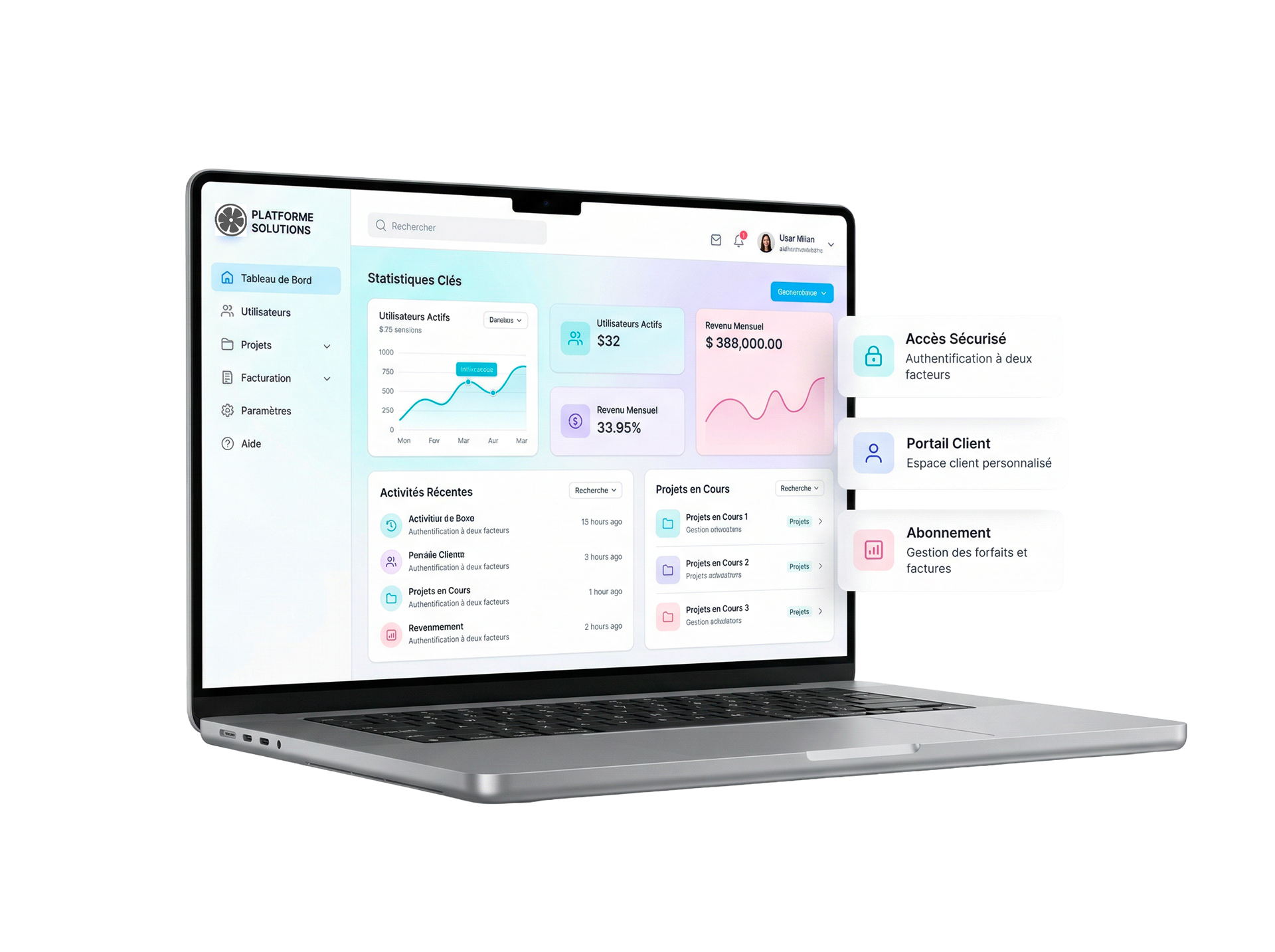 Illustration d’application métier SaaS et back-office