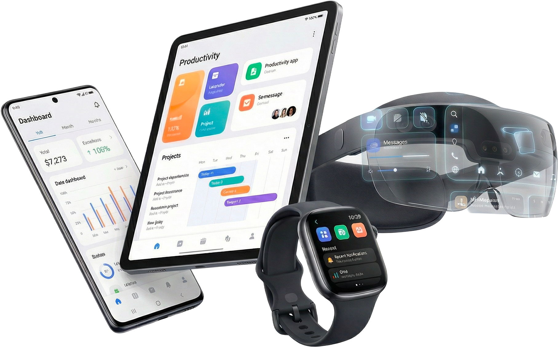 Illustration d’applications natives sur plusieurs appareils