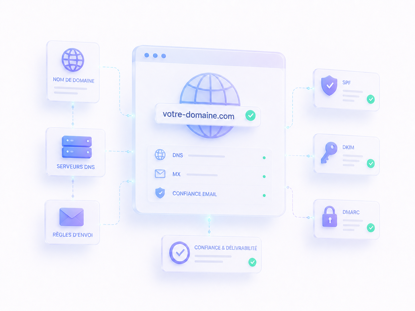 Illustration domaine, DNS et confiance email